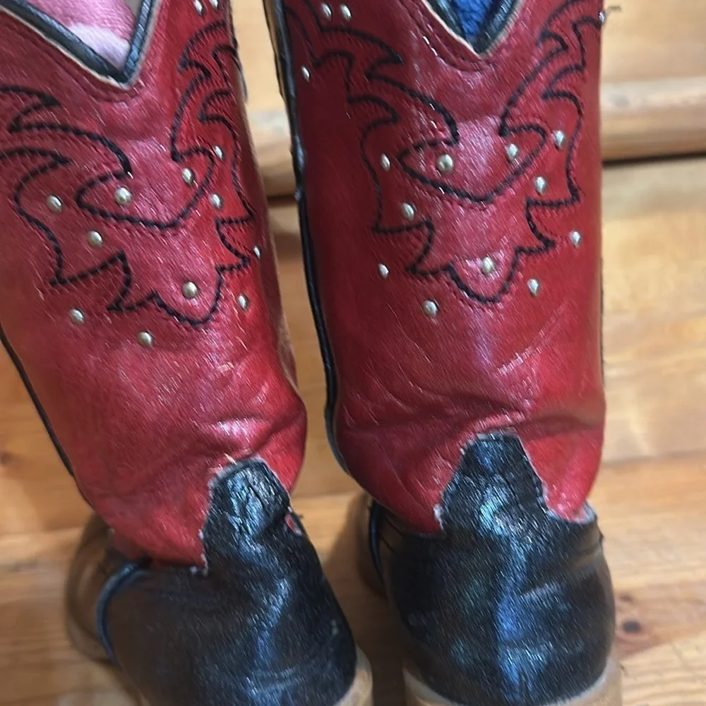 ROPER KIDS Red and Black Western Cowboy Boots